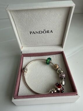 Pandora Sterling Silver Charm Bracelet with Multicolor charms